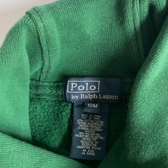 Polo by Ralph Lauren Shawl Collar Large Embroidered Pony Green Sweatshirt 18 M - Picture 6 of 8